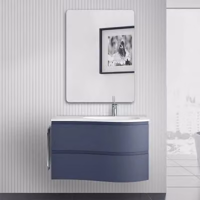 Mobile bagno sospeso INBAGNO Melody blu navy e bianco con ante e cassetti soft close – 2