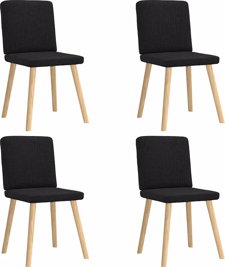 Sedie da Pranzo 4 pz Nere in Tessuto