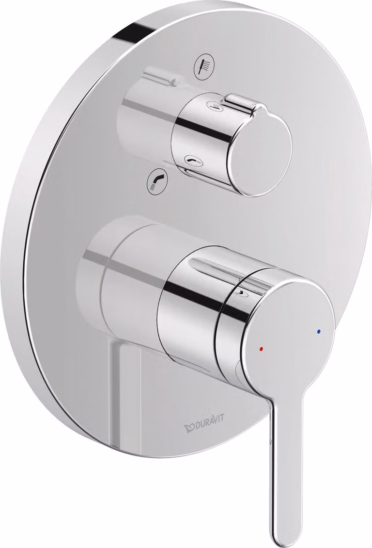 Duravit C.1 Mitigeur monocommandé encastré pour bain, rosace ronde, 2 consommateurs, inverseur bec de baignoire / douchette à main, C15210012010, C15210012010