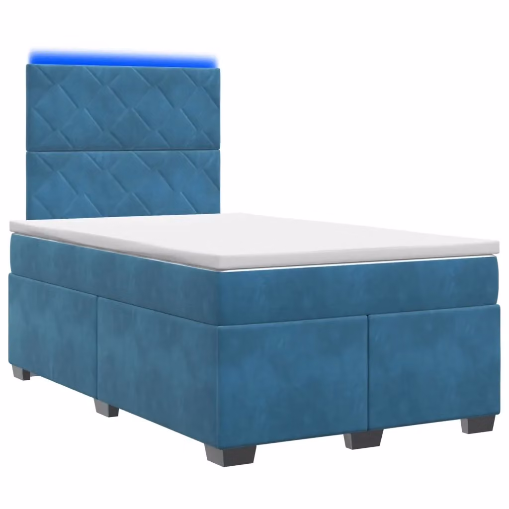 Letto box spring vidaXL in velluto blu con materasso a molle pocket e base a sollevamento L/P: 120 x 200 cm – 2