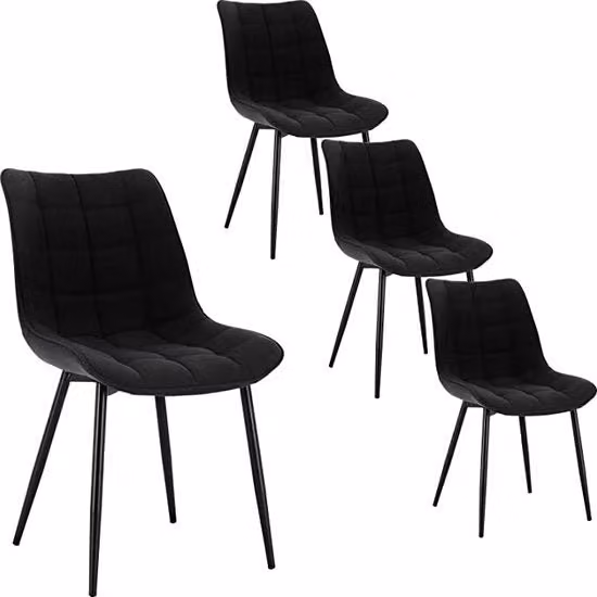 Set di sedie da pranzo da 4 pezzi - Sedie da pranzo - 4 pezzi - Set di sedie da 4 pezzi - Moderno - Sedie - Nero