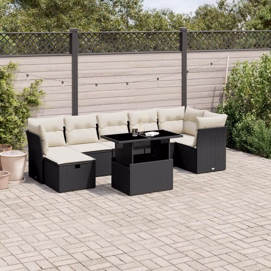 Maison Exclusive - Set Divani da Giardino con Cuscini 8 pz Nero in Polyrattan