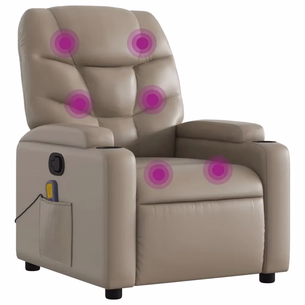 Poltrona Reclinabile Relax vidaXL in Similpelle Beige con Braccioli – 2