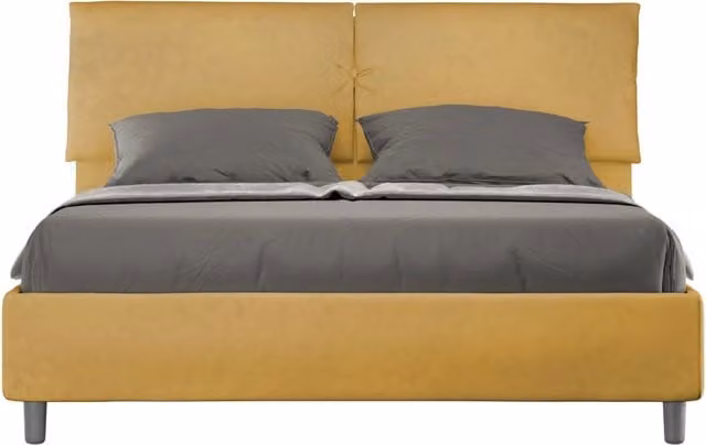 Letto matrimoniale BS COM con rete imbottita in microfibra colore giallo L: 160 cm, P: 210 cm, H: 110 cm – 1