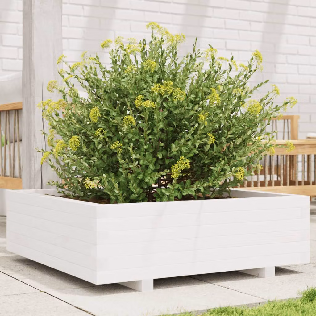 Fioriera da giardino vidaXL in legno di pino bianco L: 80 cm, P: 80 cm, H: 26,5 cm