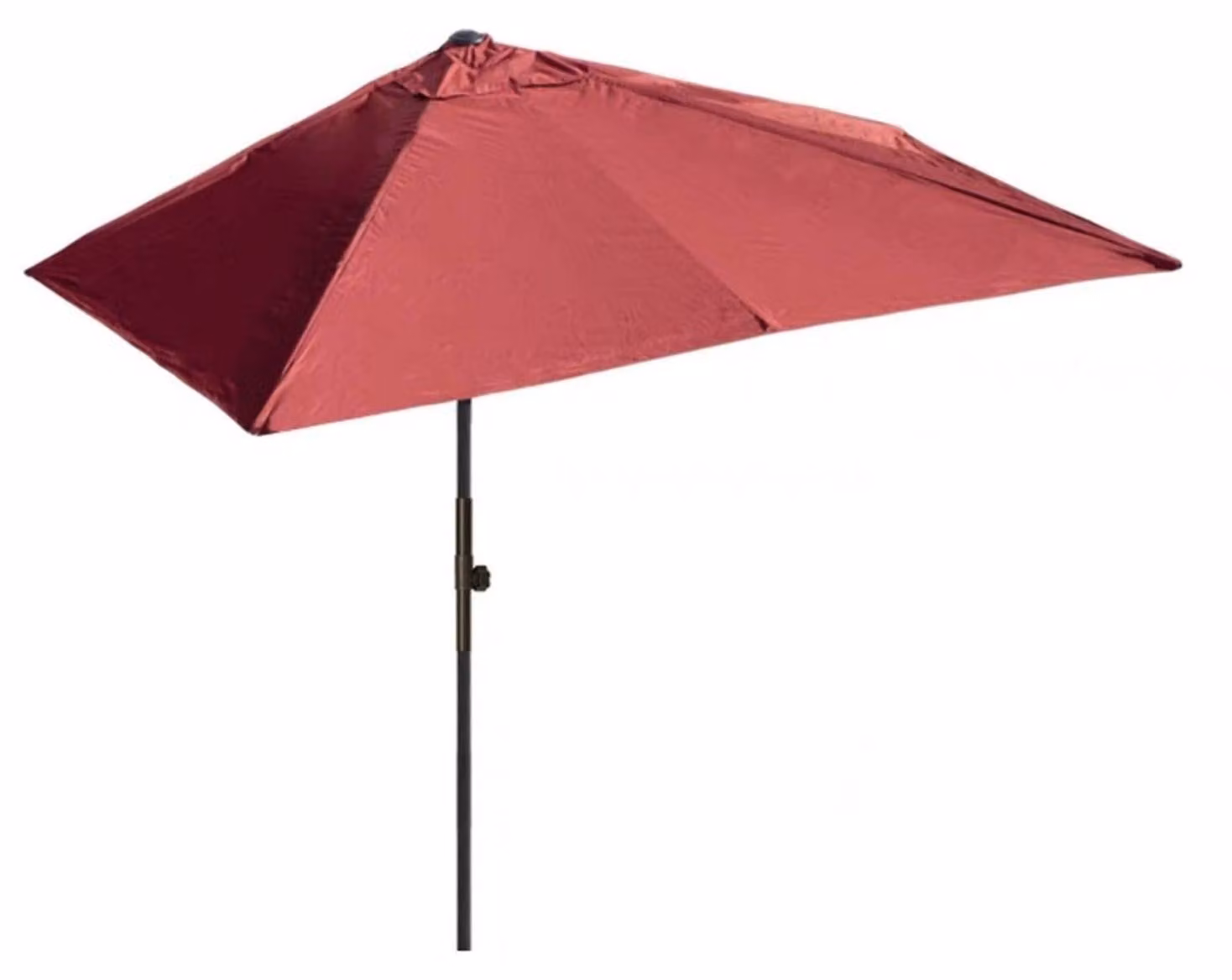 Ombrellone a semicerchio per balcone e terrazza, 250x130 cm, colore rosso. Tessuto in poliestere idrorepellente, struttura in acciaio, protezione UV 30+