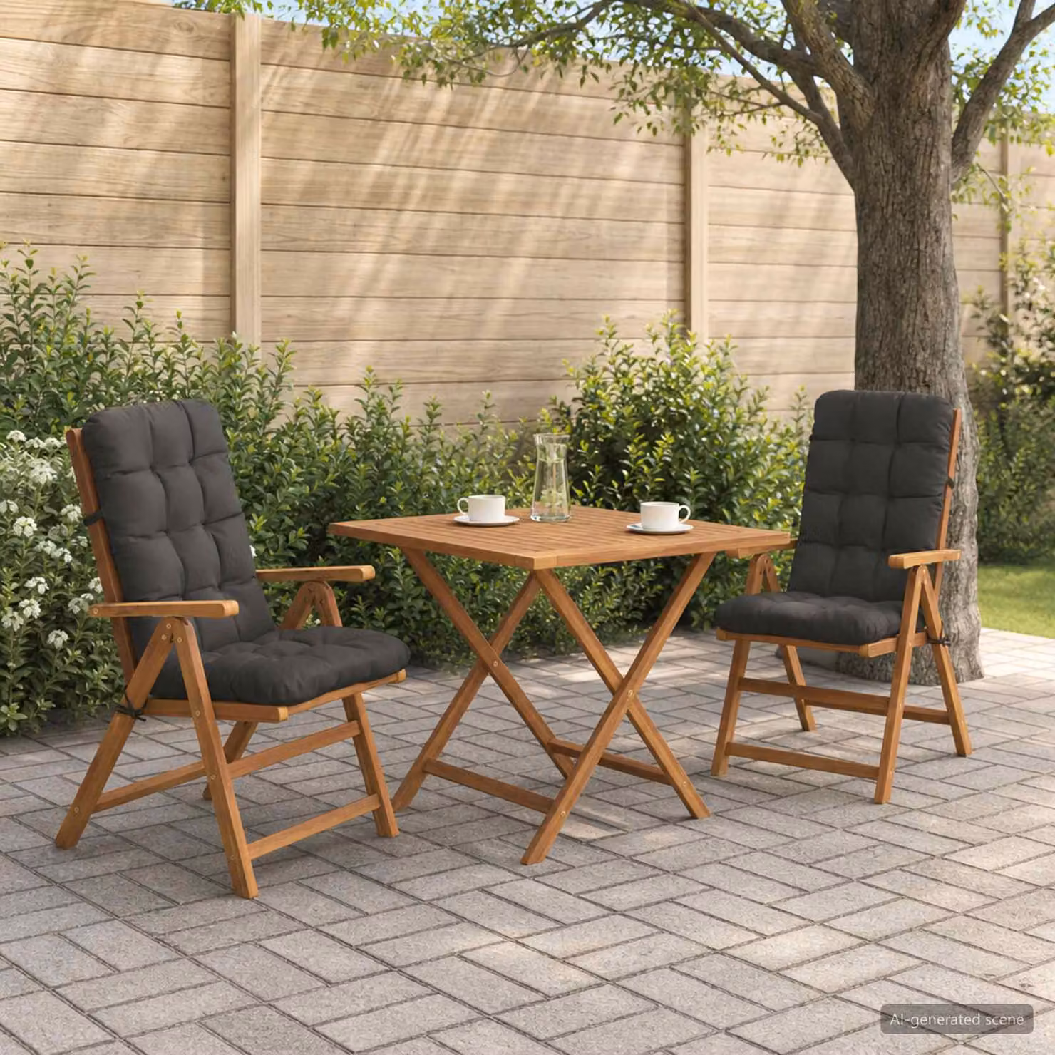 Set di 2 cuscini per sedie vidaXL VIANEN in poliestere, colore grigio antracite, con rivestimento rimovibile e resistente ai raggi UV