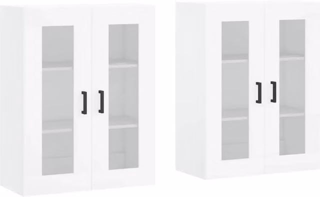 Set di 2 armadietti da parete design elegante contenitore bianco 69,5 x 34 x 90 cm in legno ingegnerizzato bianco 02_0055428
