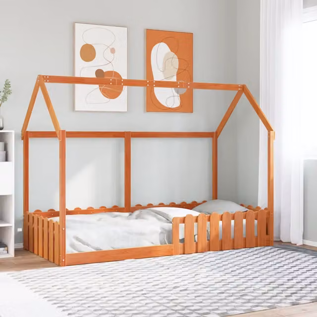 Giroletto Casetta Bambini Marrone Cera 90x200 cm Massello Pino 850688
