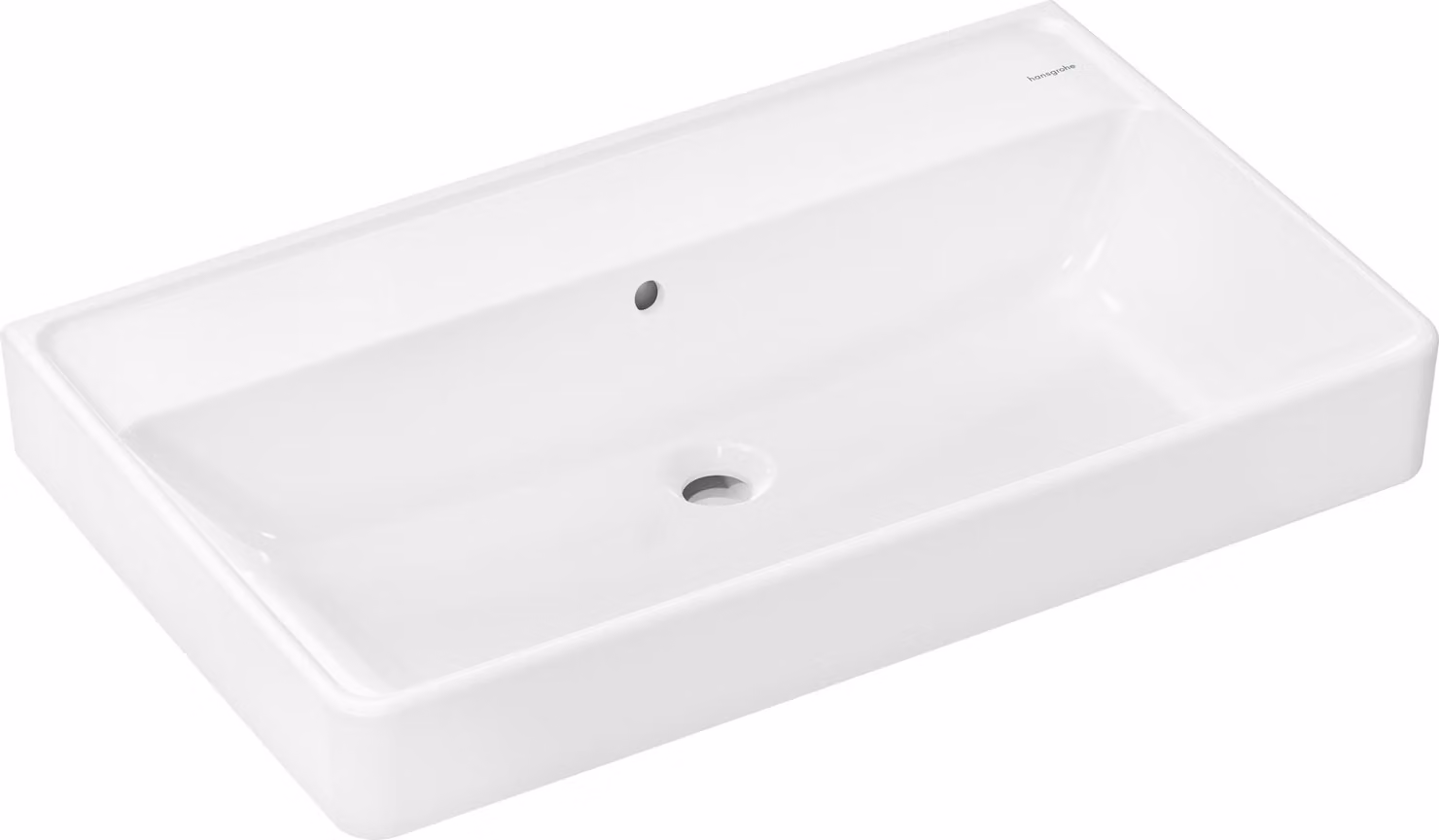 hansgrohe Xanuia Q lavabo à poser, sans trou pour robinet, avec trop-plein, poli, 800x480mm, blanc, 60251450, 60251450