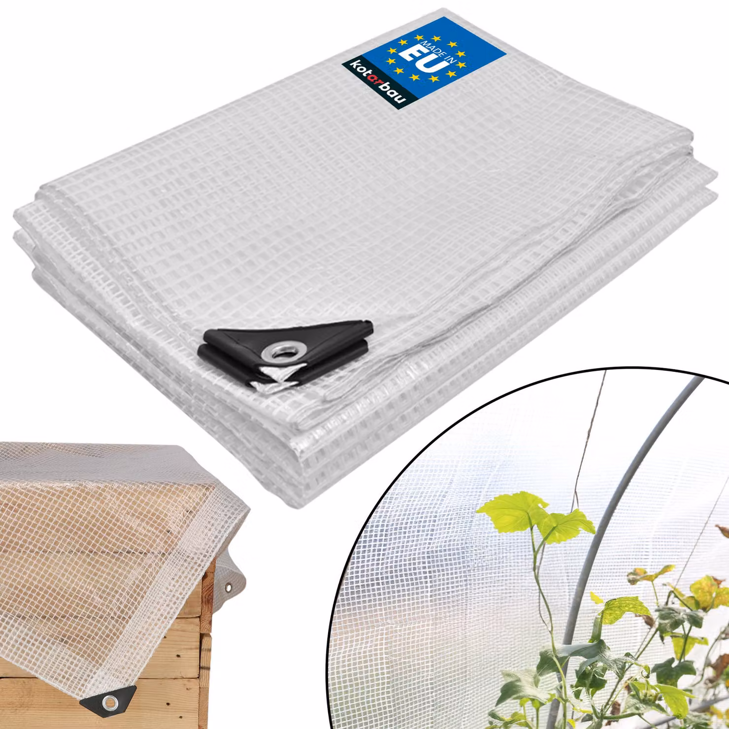 KOTARBAU® Telo Impermeabile Esterno Polietilene 3 x 5 m Trasparente Telo Occhiellato Telone Campeggio Copertura Esterna Telone da Giardino
