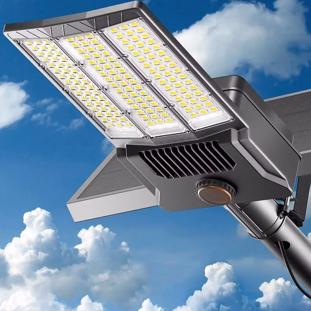 Illuminazione stradale solare - Fari a LED - Sensore di movimento - Dimmerabile - Alluminio - Grado di protezione IP65 - Colore nero