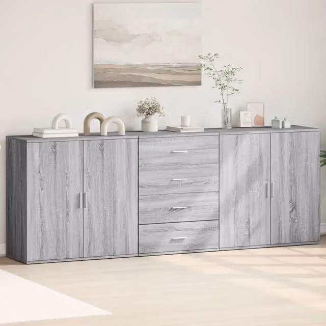 Credenze 3 pz Grigio Sonoma in Legno Multistrato 3276614