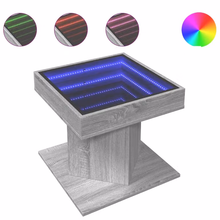Tavolino Salotto con LED Grigio Sonoma 50x50x45 cm Multistrato