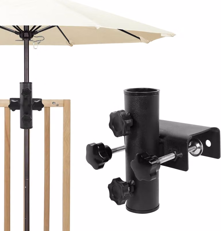 Supporto per schermi da balcone, per ringhiere angolari, in metallo, colore nero, per balconi