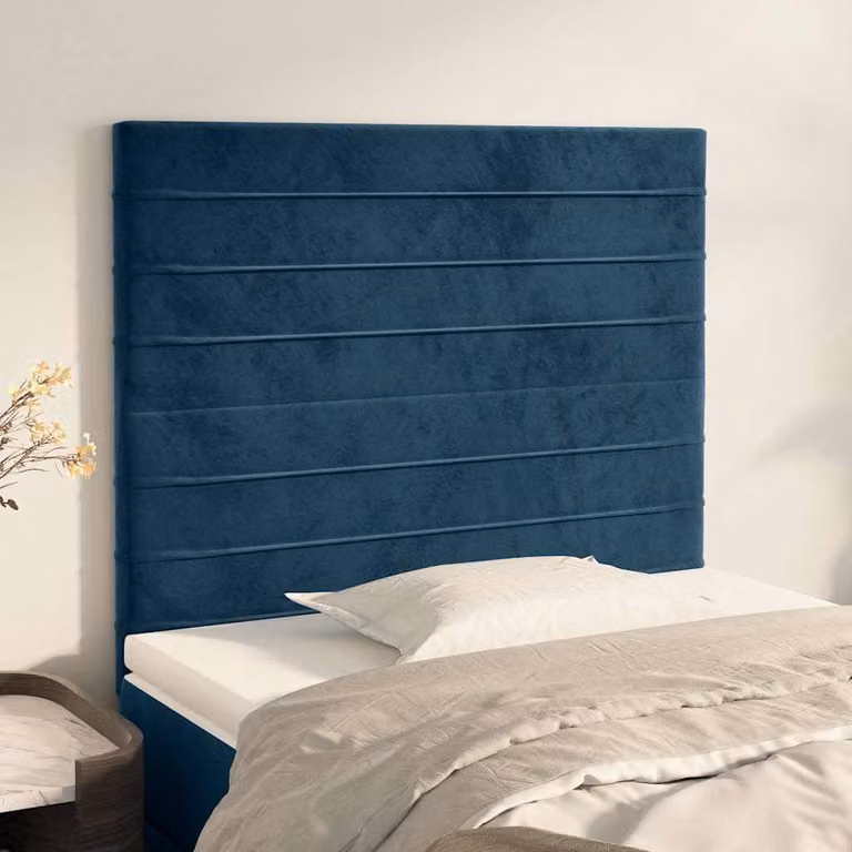 Testiera per letto vidaXL in velluto blu scuro, L: 100 cm, P: 5 cm, H: 118-128 cm