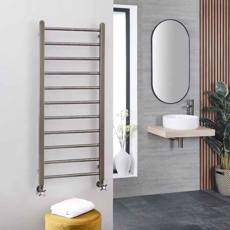 Scaldasalviette Piatto Acciaio Inox Oro Scuro 1200x500mm - Termoarredo Bagno - Stile premium