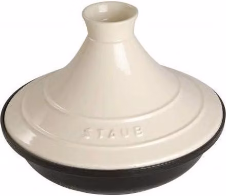 Tajine Staub in ghisa smaltata con coperchio in ceramica, colore beige, capacità 2 l, diametro 28 cm