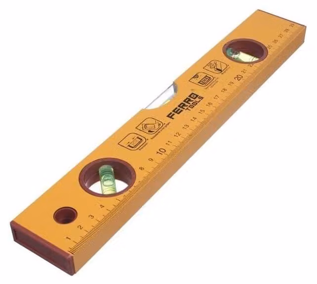 Livella a bolla da 30 cm, colore giallo, in metallo, confezione da 6 pezzi