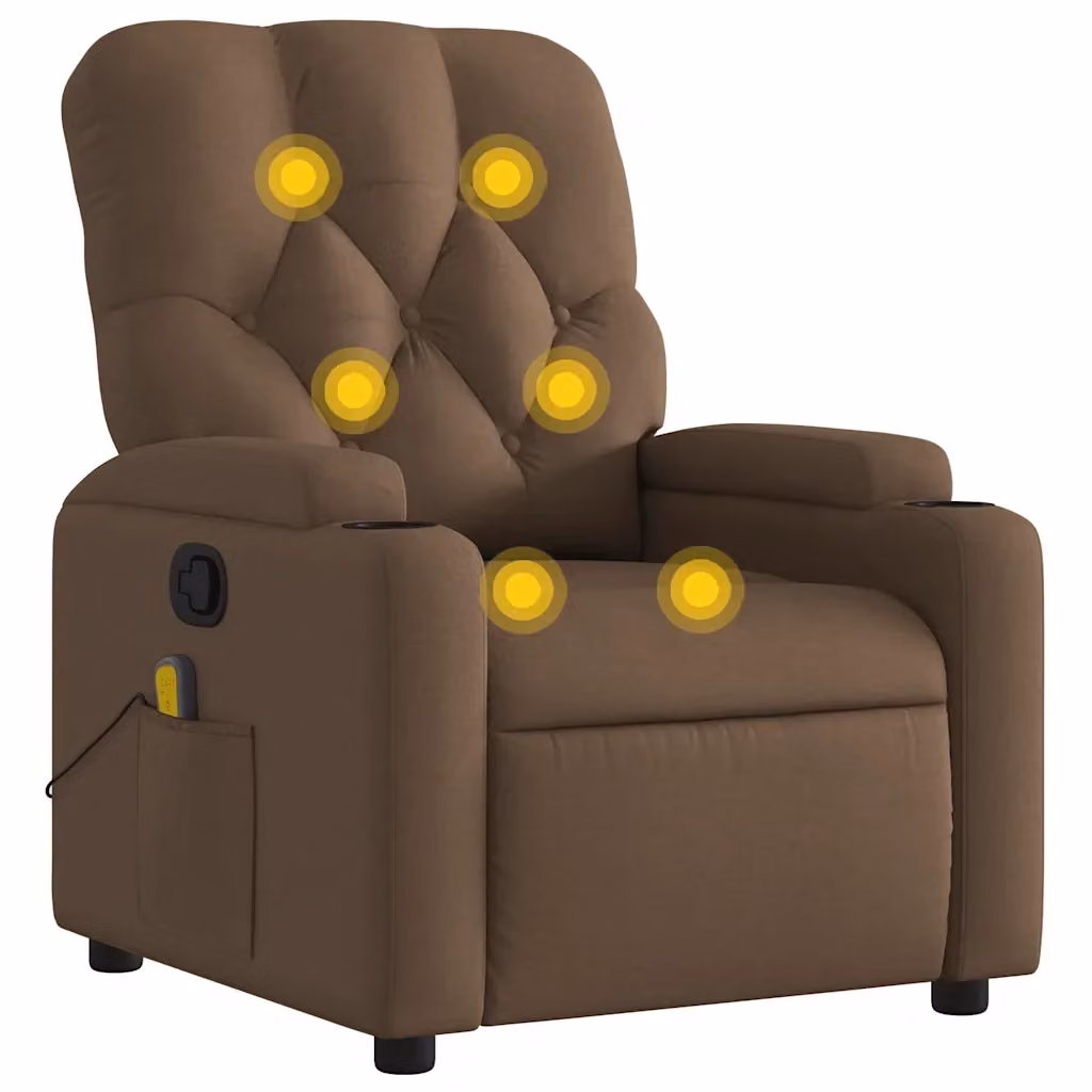 Poltrona Reclinabile Relax vidaXL in Tessuto Marrone con Braccioli – 2