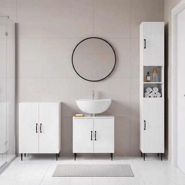 Set di armadietti da bagno in 3 pezzi HAARLEM Bianco Lucido 3417454