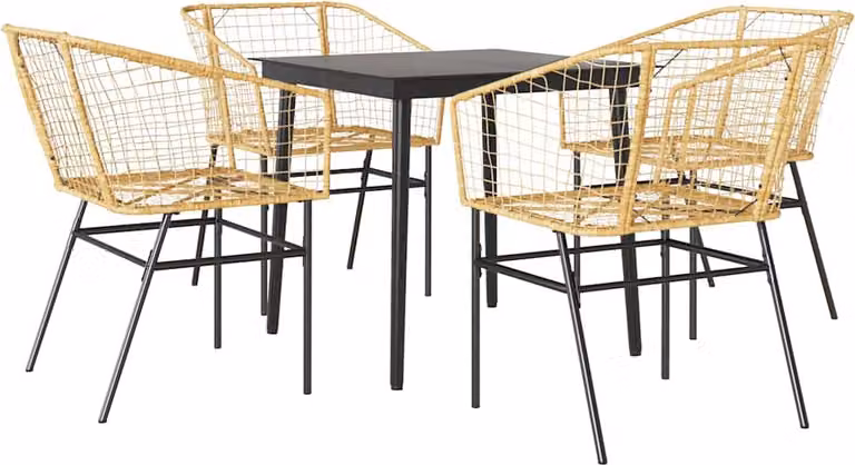 Set da Pranzo da Giardino 5pz Polyrattan Vetro
