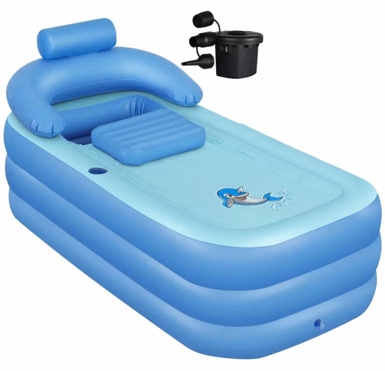 Vasca da bagno gonfiabile autoportante - Blu - 162x85x65 cm - Capacità: 94 litri
