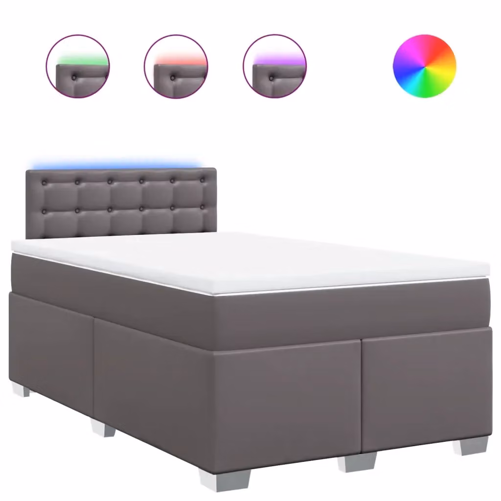 vidaXL Giroletto a Molle Ibrido con Materasso Grigio e Bianco in Similpelle e Tessuto L/P/H: 120 x 200 cm – 2