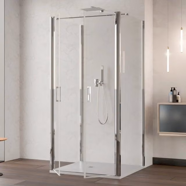 Box doccia saloon tre lati senza profili trasparente 6mm h195 dobla, misura 75x120x75