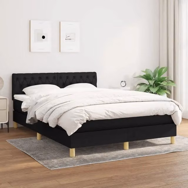 Letto Ibrido con Giroletto a Molle e Materasso vidaXL, Colore Nero e Bianco, L/P/H: 140 x 190 x 88 cm