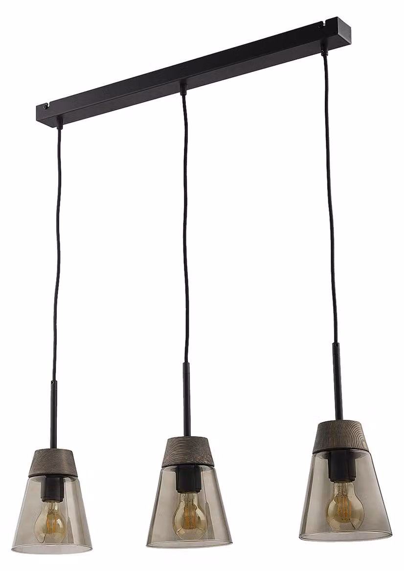Lampada a sospensione DOMINO, nero fumé, 3xE27x40W, metallo, dimensioni: 60x67x15 cm, IP20, Jupiter