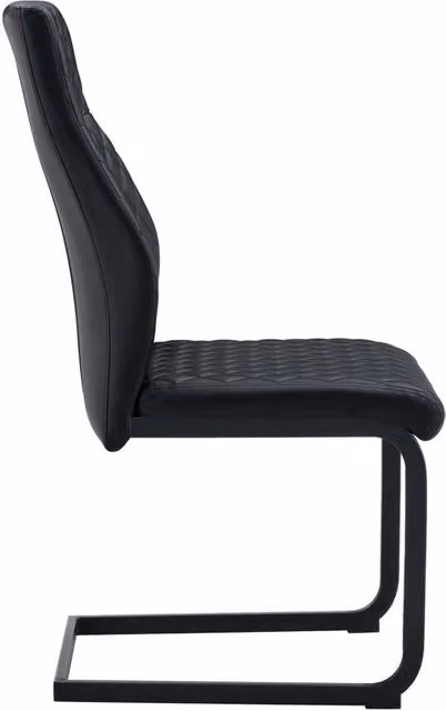 Set di 2 Sedie da Pranzo con Schienale Alto e Rivestimento in PU Nero a Motivo Romboidale