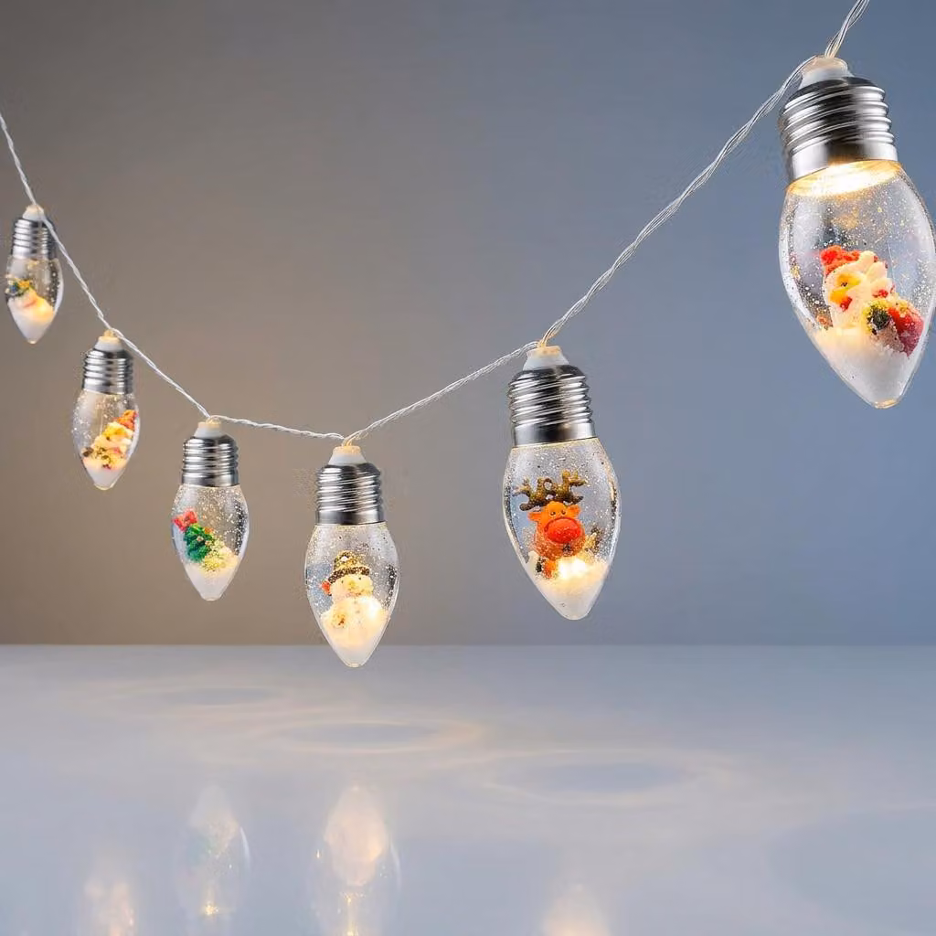 Ghirlande luminose natalizie a LED "Palla di neve", 2 m, decorative, con batterie, set da 2 pezzi