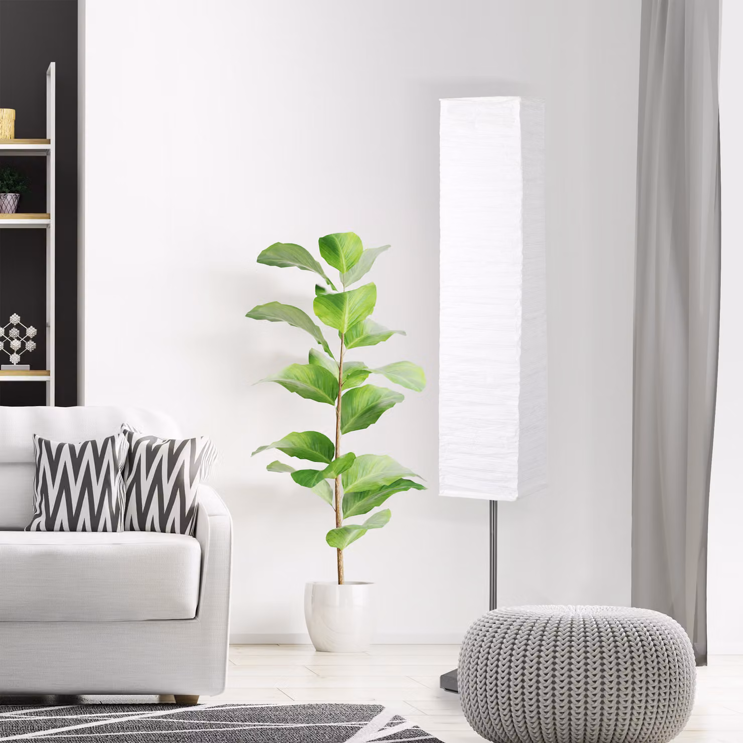 BRILLANTE lampada da terra Nerva | lampada da terra moderna e decorativa | titanio/bianco | metallo/carta | 2x E14 max. 40 W