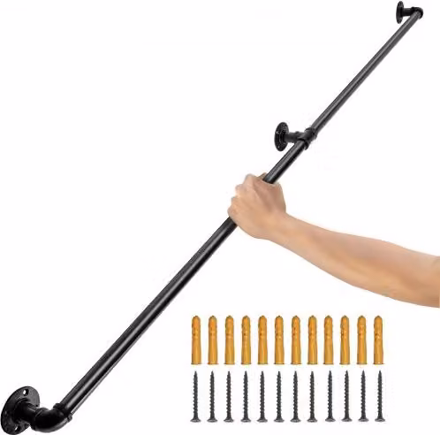 Set di 2 Corrimano VEVOR in Acciaio Inox Nero Opaco per Scale Interne ed Esterne, Montaggio a Parete, Lunghezza: 152 cm