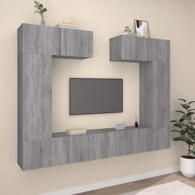 Set di Mobili Porta TV 6 pz Grigio Sonoma in Legno Multistrato 3114468
