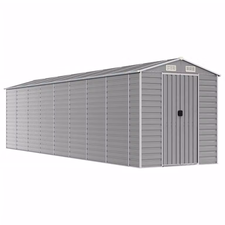 Casetta da giardino grigio chiaro 191x725x198 cm in acciaio zincato
