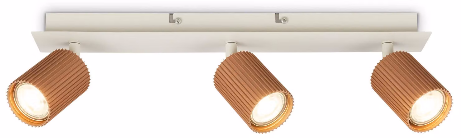 Briloner Plafoniera orientabile 45x8x9 cm attacco GU10 max. 9W a 3 luci caffè-grigio caldo - Faretto da soffitto per soggiorno corridoio cucina ufficio