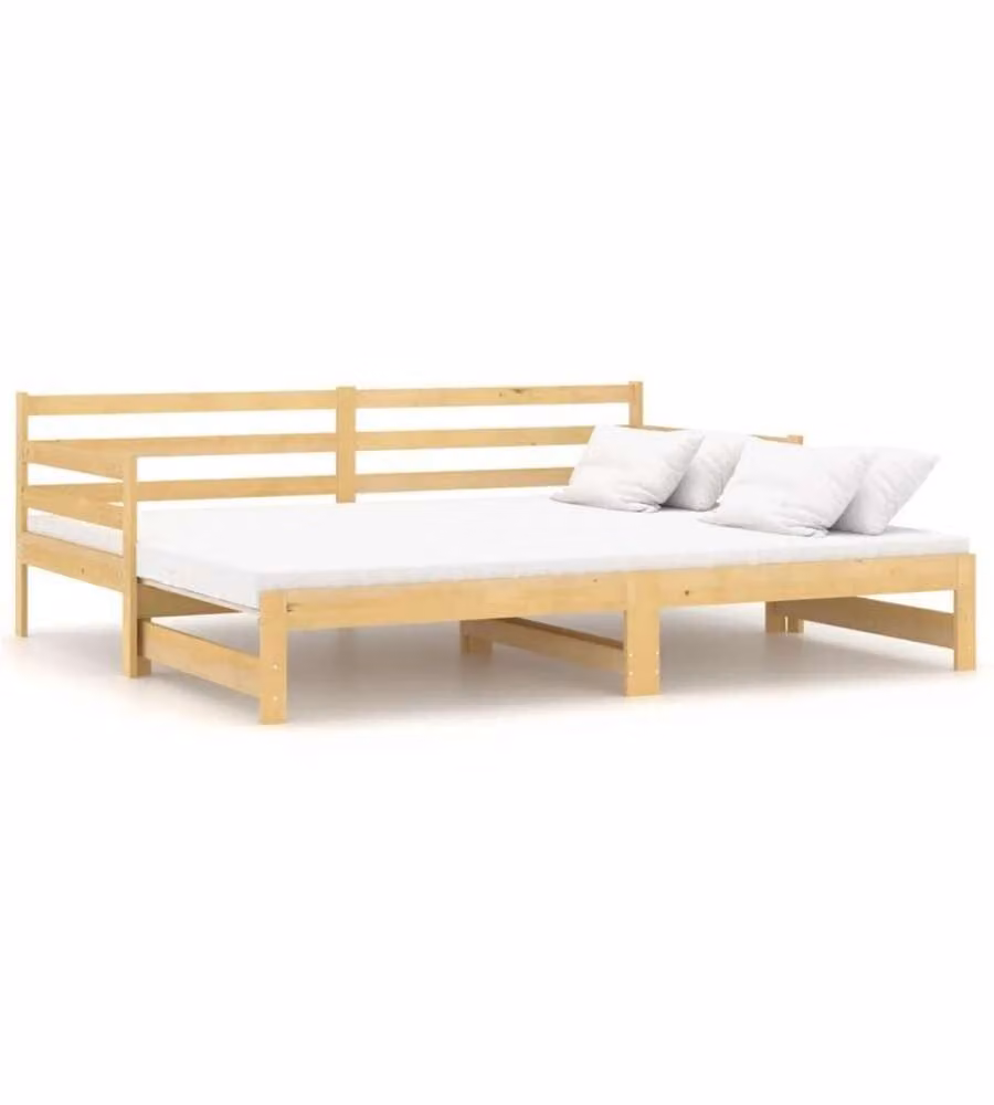 vidaXL Dormeuse Estraibile in Legno Massello di Pino, Divano e Letto Multifunzionale per Ospiti, Marrone, L 200 x P 90 cm
