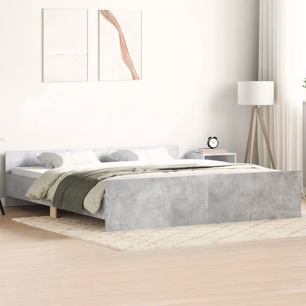 vidaXL Giroletto con Testiera e Pediera in Tessuto Grigio L: 180 cm, P: 200 cm, H: 103 cm