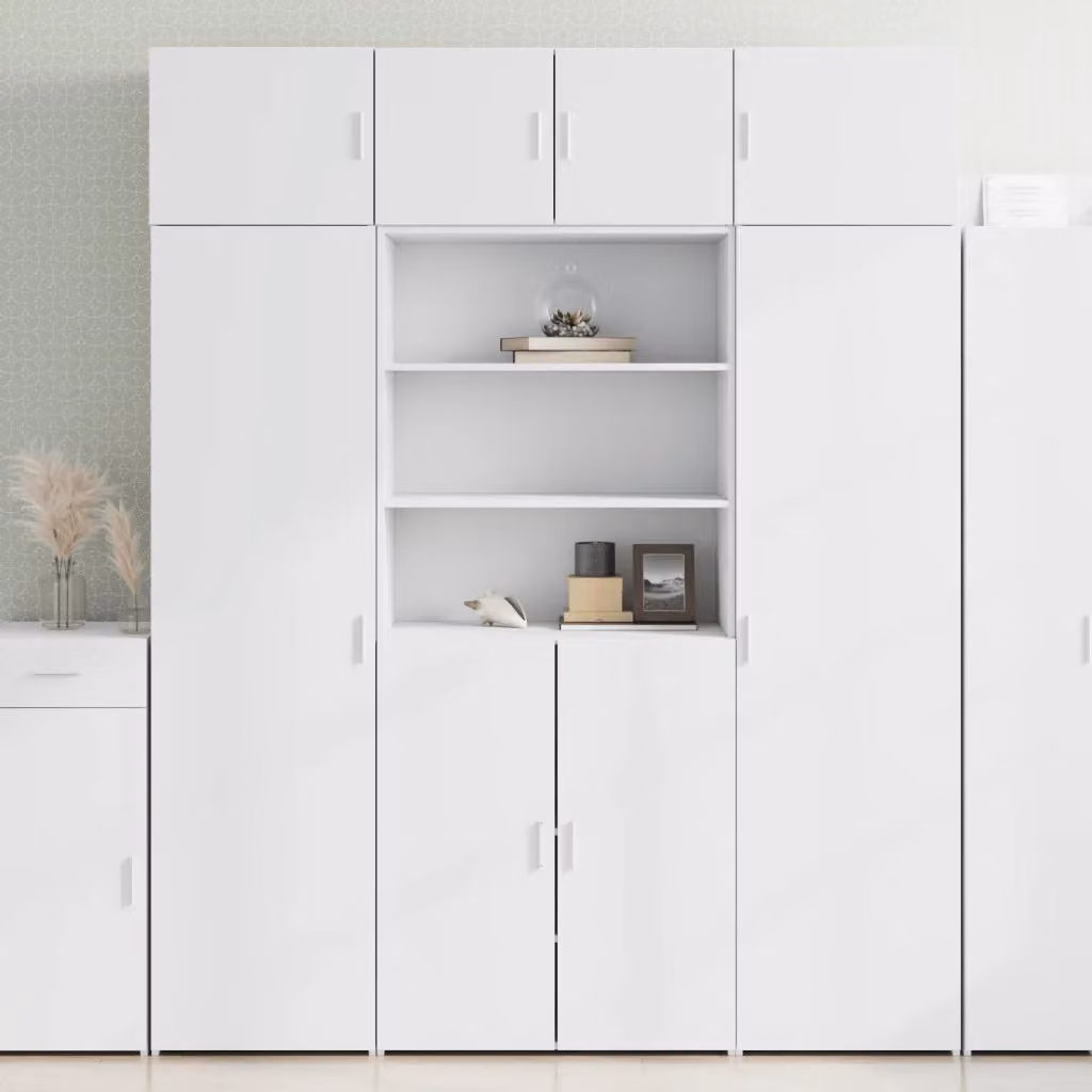 Credenza bianca moderna vidaXL in legno multistrato L: 80 cm, P: 42,5 cm, H: 185 cm