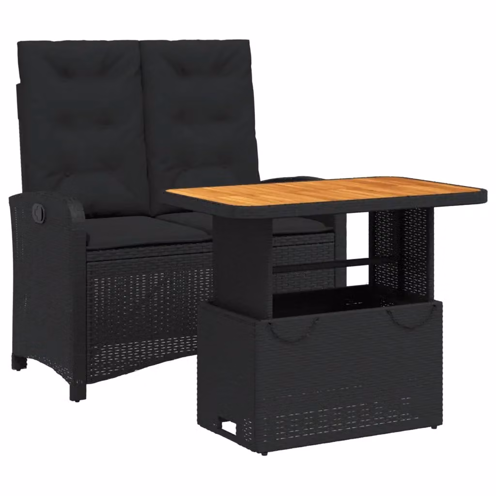 Set da pranzo da giardino vidaXL in legno di acacia oliato nero e marrone con piano regolabile e meccanismo di sollevamento – 2