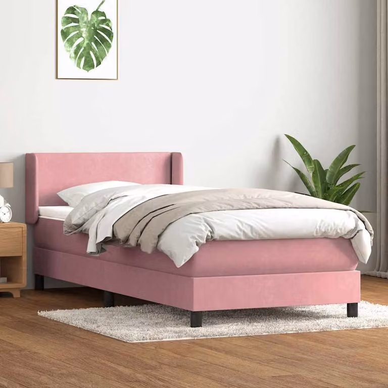 Maison Exclusive - Giroletto a Molle con Materasso Rosa 80x220 cm Velluto