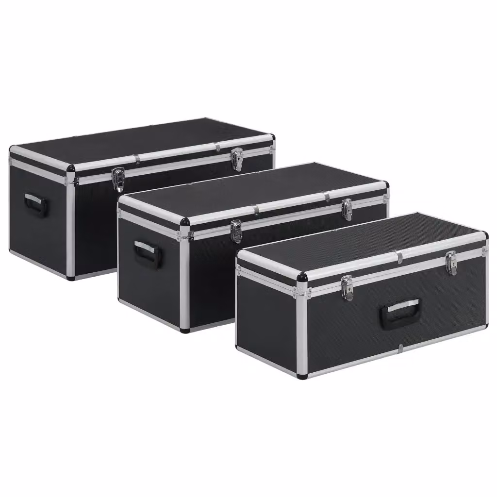 Set di 3 valigette in alluminio e legno colore nero CFW5180869 – 2