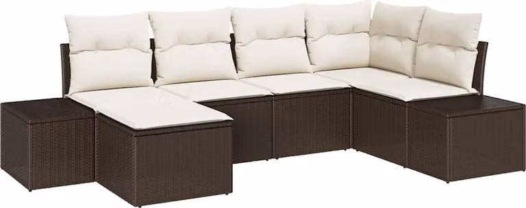 Set Divano da Giardino 6 pcs Marrone e Crema polyrattan