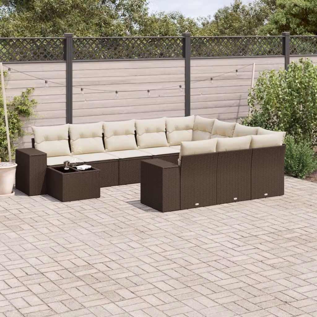 Maison Exclusive - Set Divani da Giardino 11 pz con Cuscini Polyrattan Marrone
