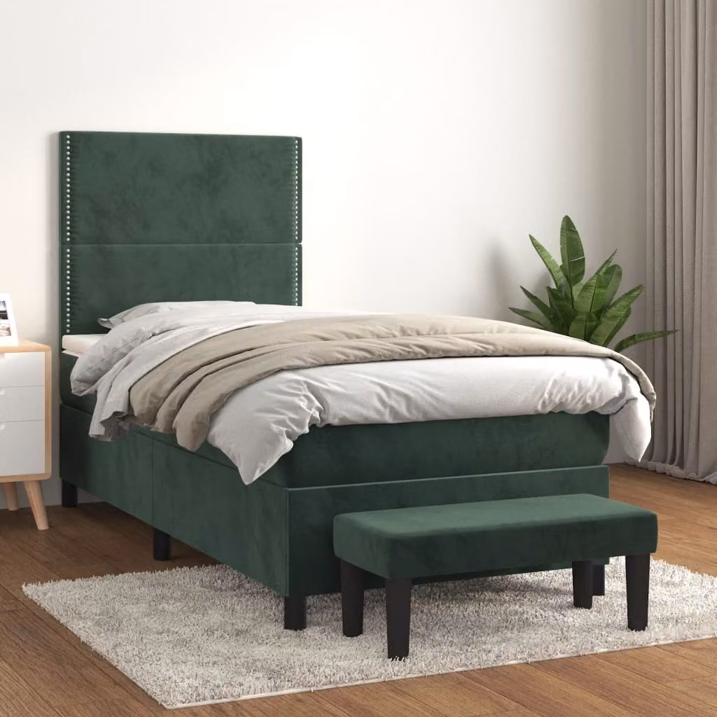 Maison Exclusive - Giroletto a Molle con Materasso Verde Scuro 90x200 cm Velluto