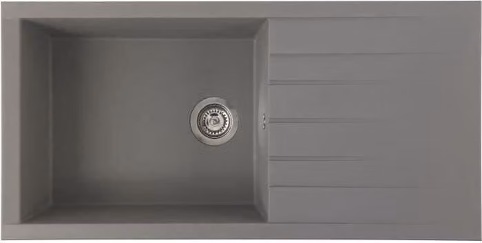 Lavello da incasso CUBE, SMC grigio cemento, 1 vasca, 100 x 50 cm, scarico manuale, non perforato