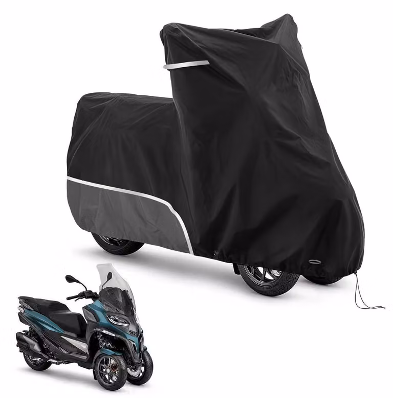 Copertura impermeabile per scooter, colore grigio, realizzata in tessuto Oxford 420D, adatta per l'uso esterno e resistente alle intemperie invernali, specifica per Piaggio MP3 (senza bauletto)
