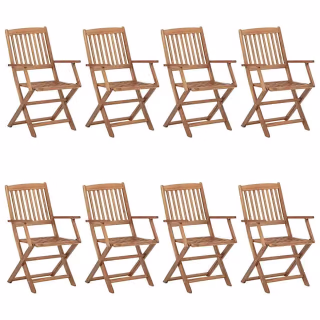 Sedie Pieghevoli 8 pz con Cuscini Massello Acacia 3074967
